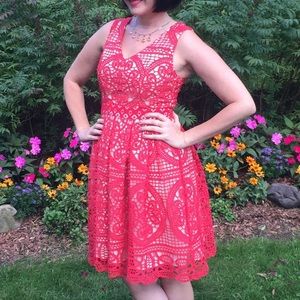 Anthropologie HD in Paris Red Crochet Dress sz 4